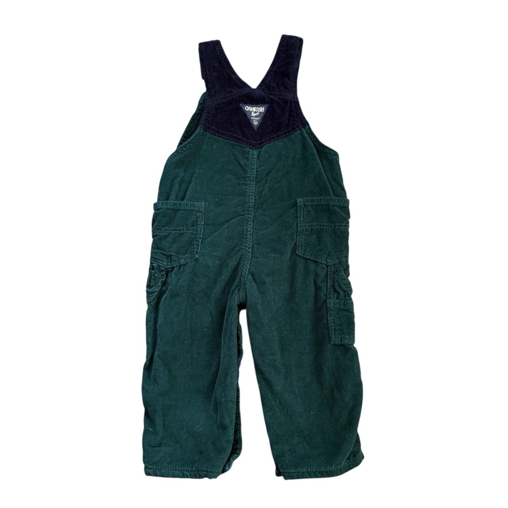 OshKosh B’gosh Boy Size 18 Month Corduroy Lined Overalls Blue Green - Picture 4 of 8
